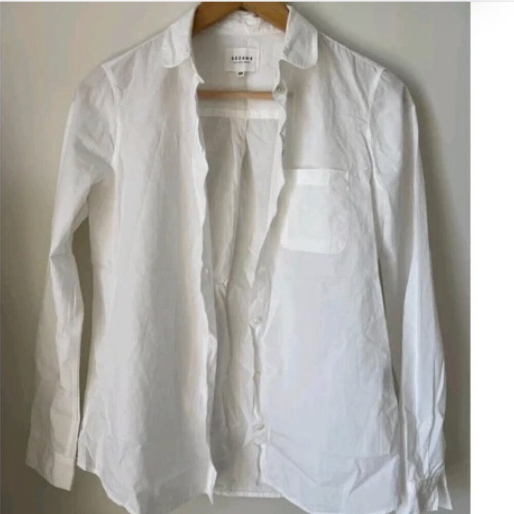 Sezane white button down, peter pan collar